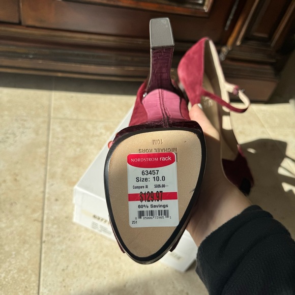 Michael Kors | Padova Platform Heels  Burgundy Suede Patent Size 10 New in Box!! - Picture 12 of 14